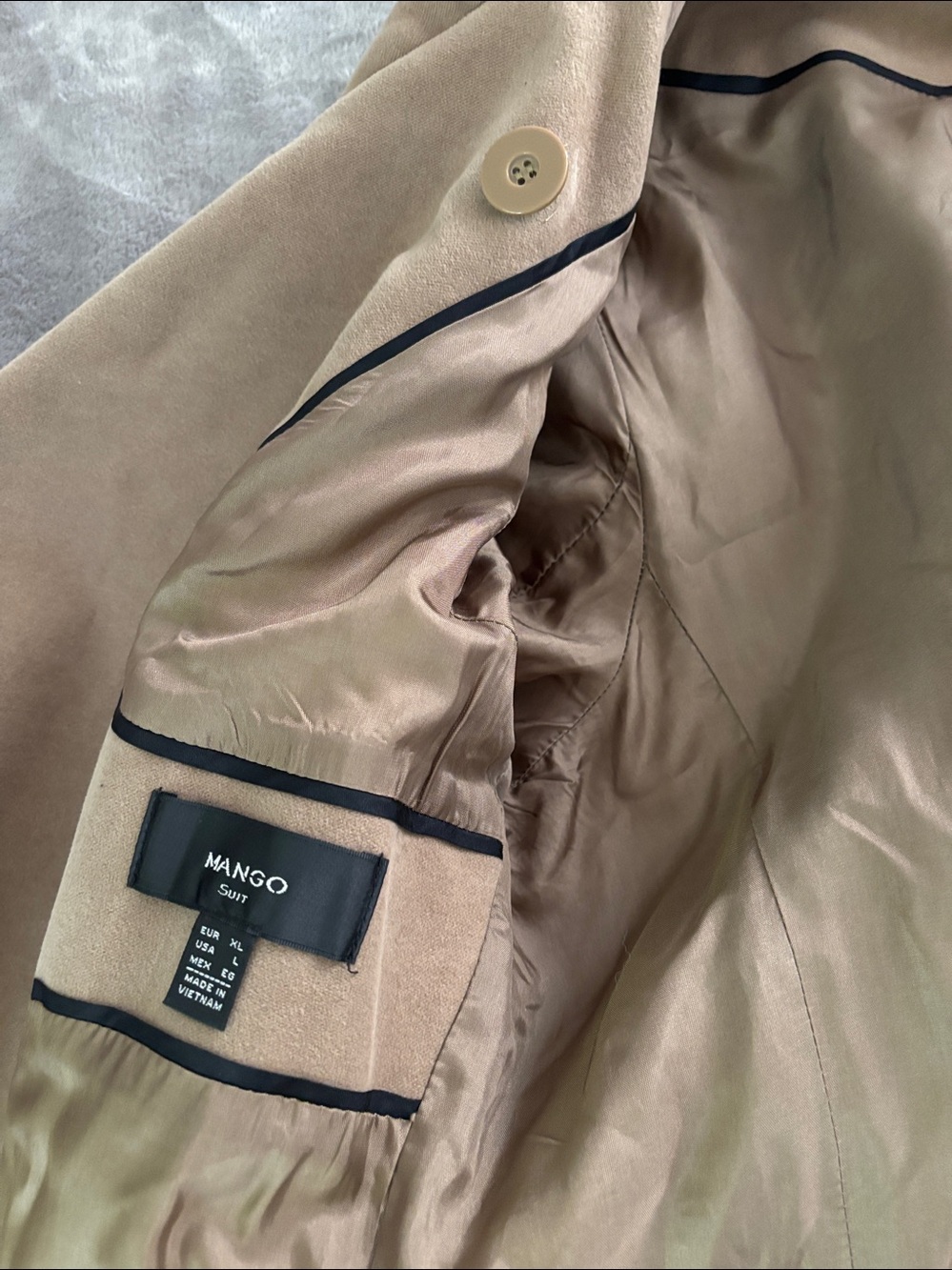 Mango MNG Suit Cotton Doble-Breasted Trench Coat Jacket Size L - Picture 9 of 12